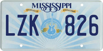 MS license plate LZK826