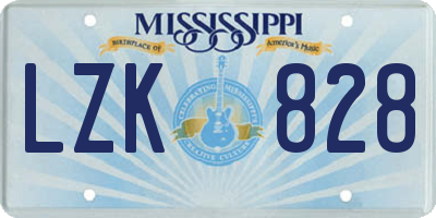 MS license plate LZK828