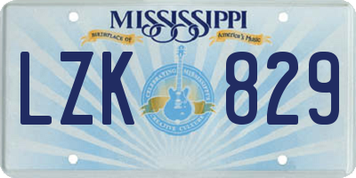 MS license plate LZK829