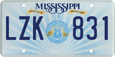 MS license plate LZK831