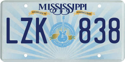 MS license plate LZK838