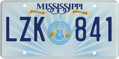 MS license plate LZK841