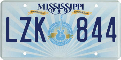 MS license plate LZK844
