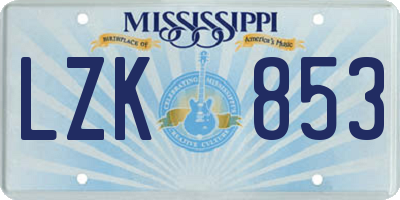 MS license plate LZK853