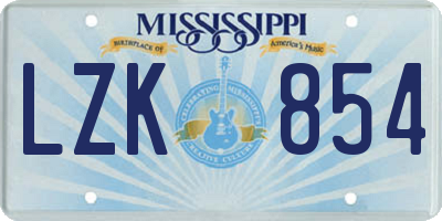 MS license plate LZK854