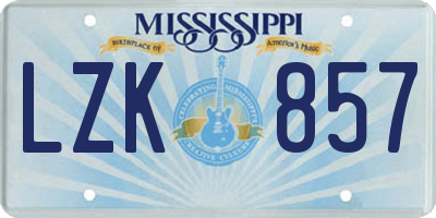 MS license plate LZK857