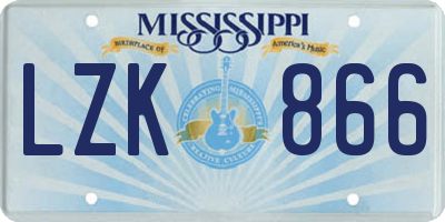 MS license plate LZK866