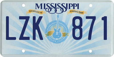 MS license plate LZK871