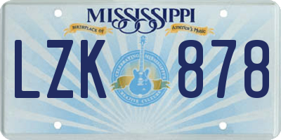 MS license plate LZK878