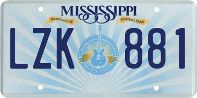 MS license plate LZK881