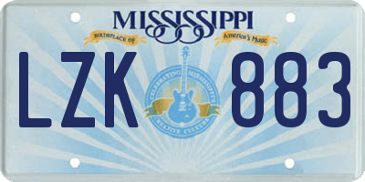 MS license plate LZK883