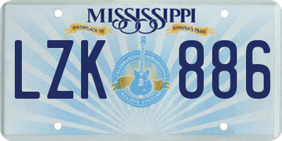 MS license plate LZK886