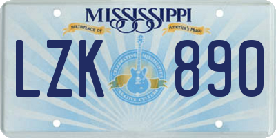 MS license plate LZK890