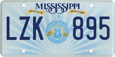 MS license plate LZK895