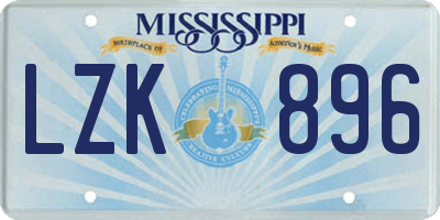 MS license plate LZK896