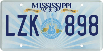 MS license plate LZK898