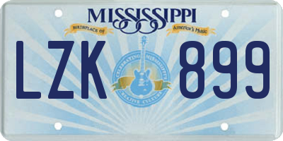 MS license plate LZK899