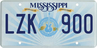 MS license plate LZK900
