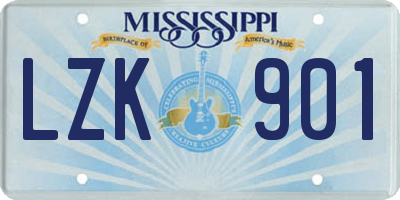 MS license plate LZK901