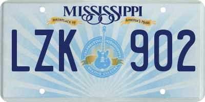 MS license plate LZK902