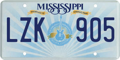 MS license plate LZK905