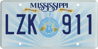 MS license plate LZK911