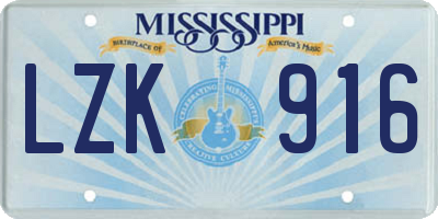 MS license plate LZK916