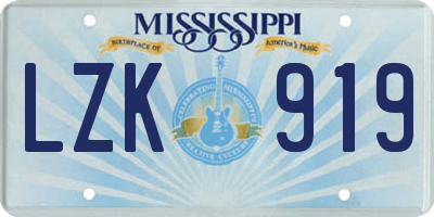 MS license plate LZK919