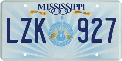 MS license plate LZK927