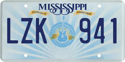 MS license plate LZK941