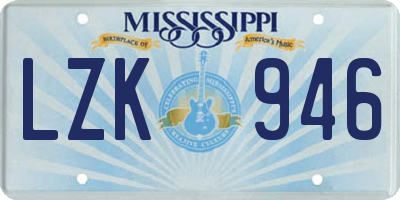 MS license plate LZK946