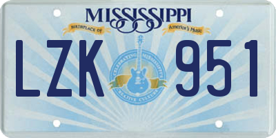 MS license plate LZK951