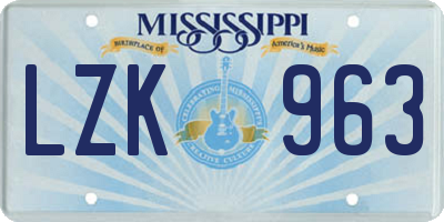 MS license plate LZK963
