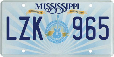MS license plate LZK965