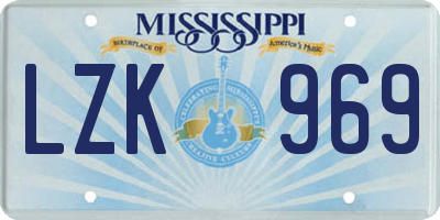 MS license plate LZK969