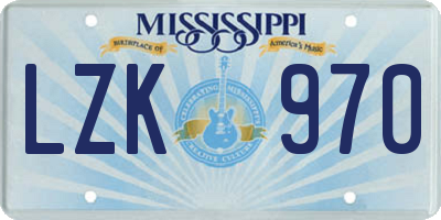 MS license plate LZK970
