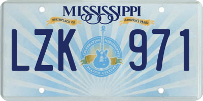 MS license plate LZK971