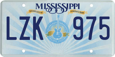MS license plate LZK975