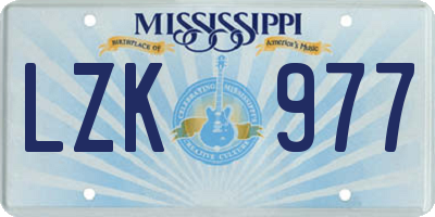 MS license plate LZK977