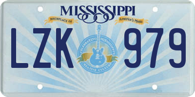 MS license plate LZK979