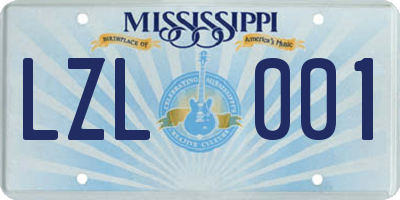 MS license plate LZL001