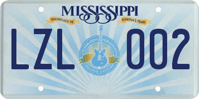 MS license plate LZL002