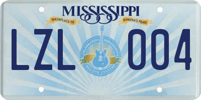 MS license plate LZL004