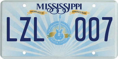 MS license plate LZL007