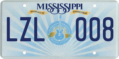 MS license plate LZL008