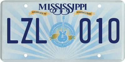 MS license plate LZL010