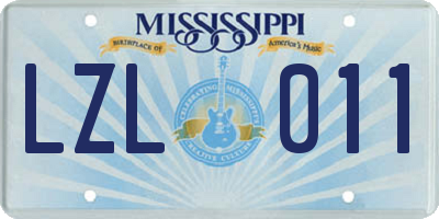 MS license plate LZL011