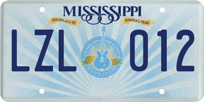 MS license plate LZL012