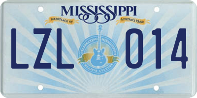 MS license plate LZL014