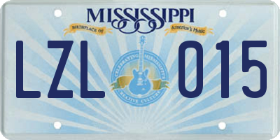 MS license plate LZL015